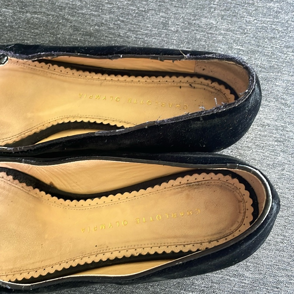 Charlotte Olympia kitty flats black velour EU 38,5 fits US 8 - Picture 6 of 6